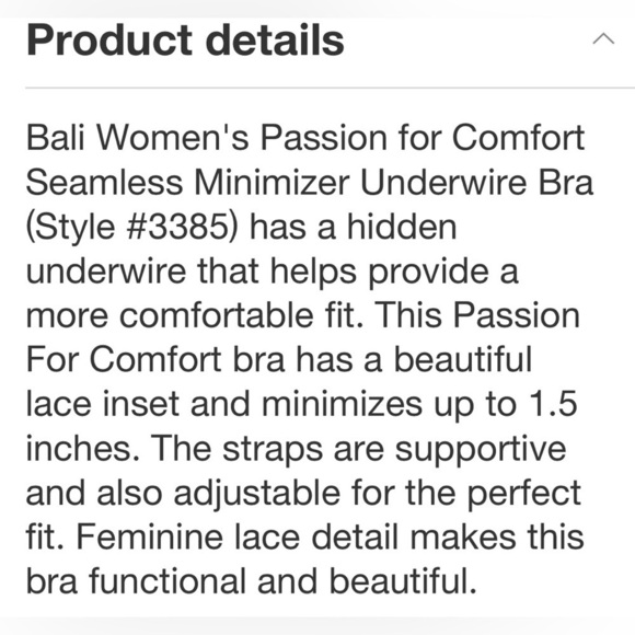 BALI PASSION FOR COMFORT SEAMLESS UNDERWIRE MINIMIZER BRA BLACK 42DD STYLE 3385 - Picture 6 of 7